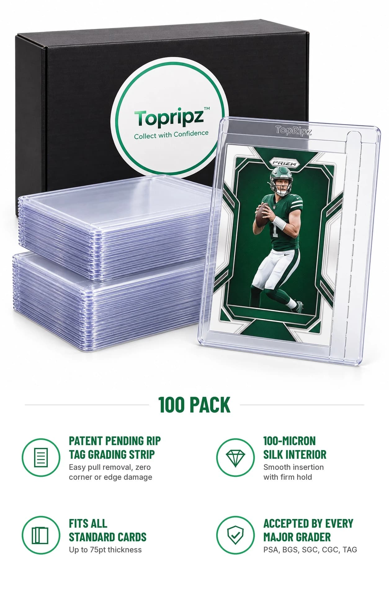 Topripz 100-pack of RipTag top loaders